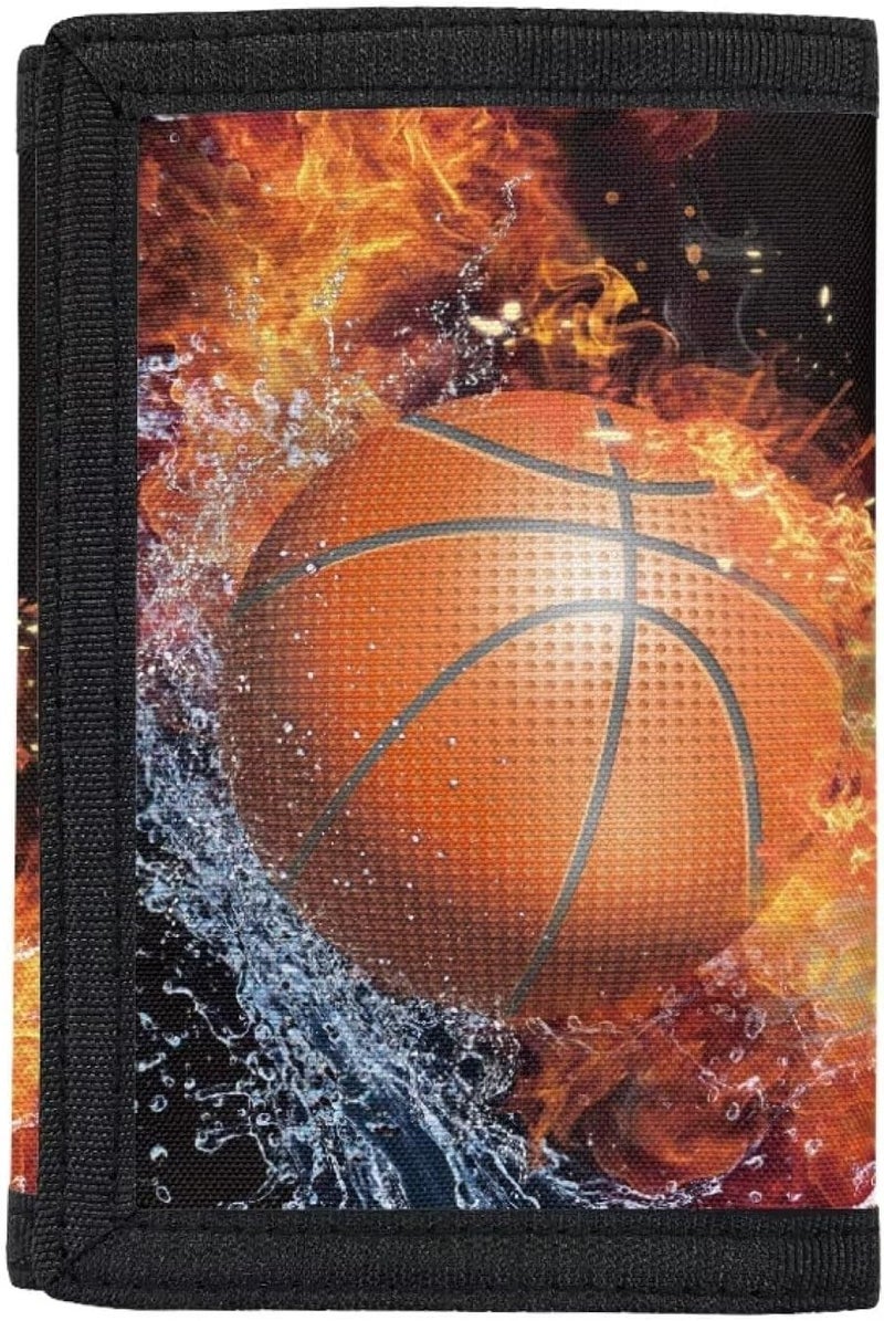 Rnyleeg Kids Wallet for Boys Girls,Kids Trifold Wallets,Fire and Water Basketball Wallet For Boys, Children Wallet for Birthday Graduation Gifts,Samll Purse for Women - Image 2
